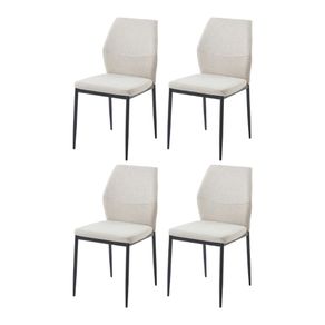 1 Kit 4 Cadeiras V1004 Rivatti 44 cm -Largura- Estofado em Tecido Nude e Base em Aco Preto